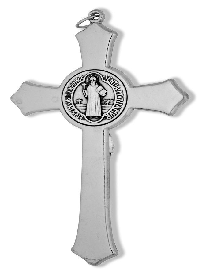 Venerare Large Saint Benedict Pectoral Cross with Colored Enamel (Blue) - Image 3
